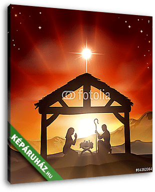 Nativity keresztény karácsonyi jelenet - vászonkép 3D látványterv
