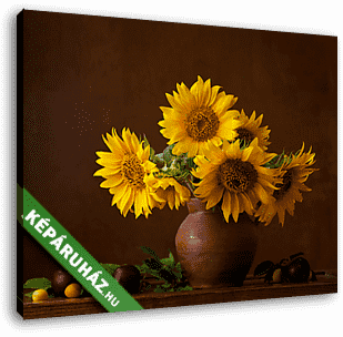 Napraforgók agyagvázában - vászonkép 3D látványterv