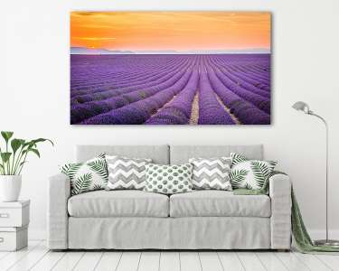 Valensole, Provence, Franciaország. Lavender mező tele lila flow (vászonkép) - vászonkép, falikép otthonra és irodába