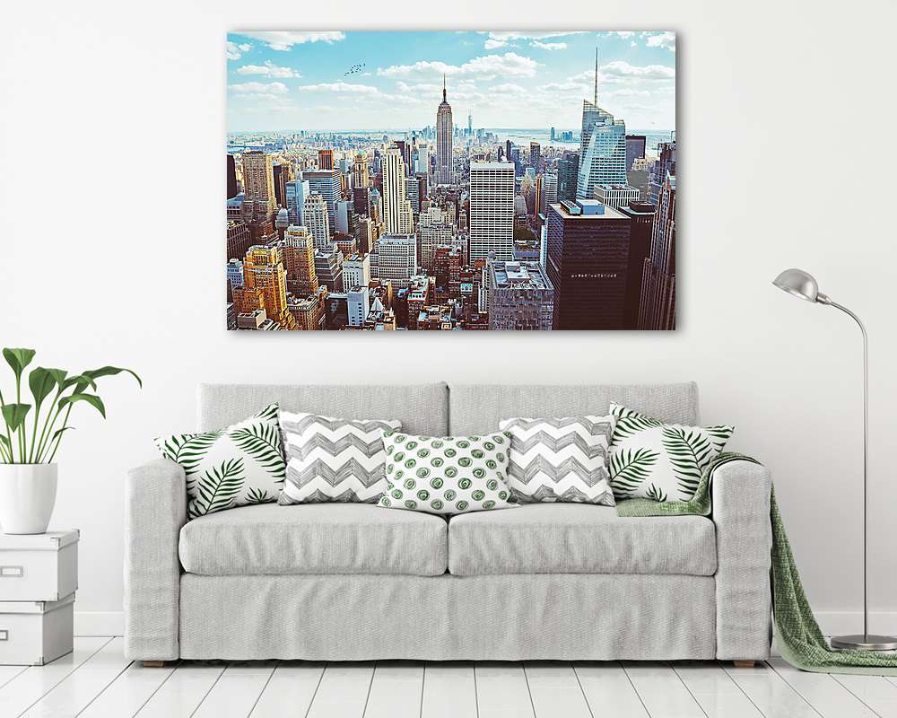 New York City (helikoptertől kapott)  (többrészes kép) - vászonkép, falikép otthonra és irodába
