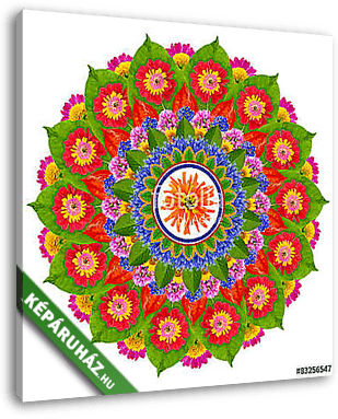 Színes mandala virágokkal - vászonkép 3D látványterv