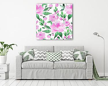 Floral seamless pattern. Watercolor background with flowers and  (vászonkép) - vászonkép, falikép otthonra és irodába