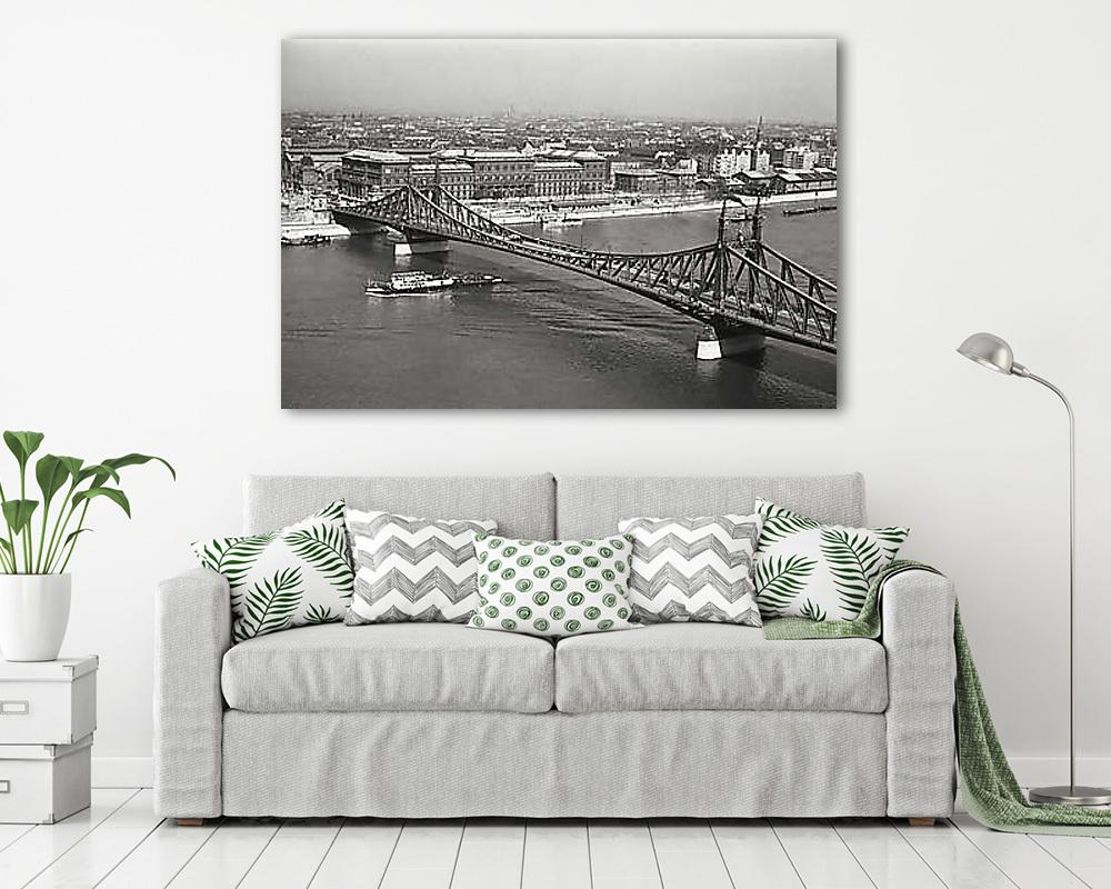 A Szabadság (Ferenc József) híd a Gellérthegyről nézve (1939) (keretezett kép) - vászonkép, falikép otthonra és irodába