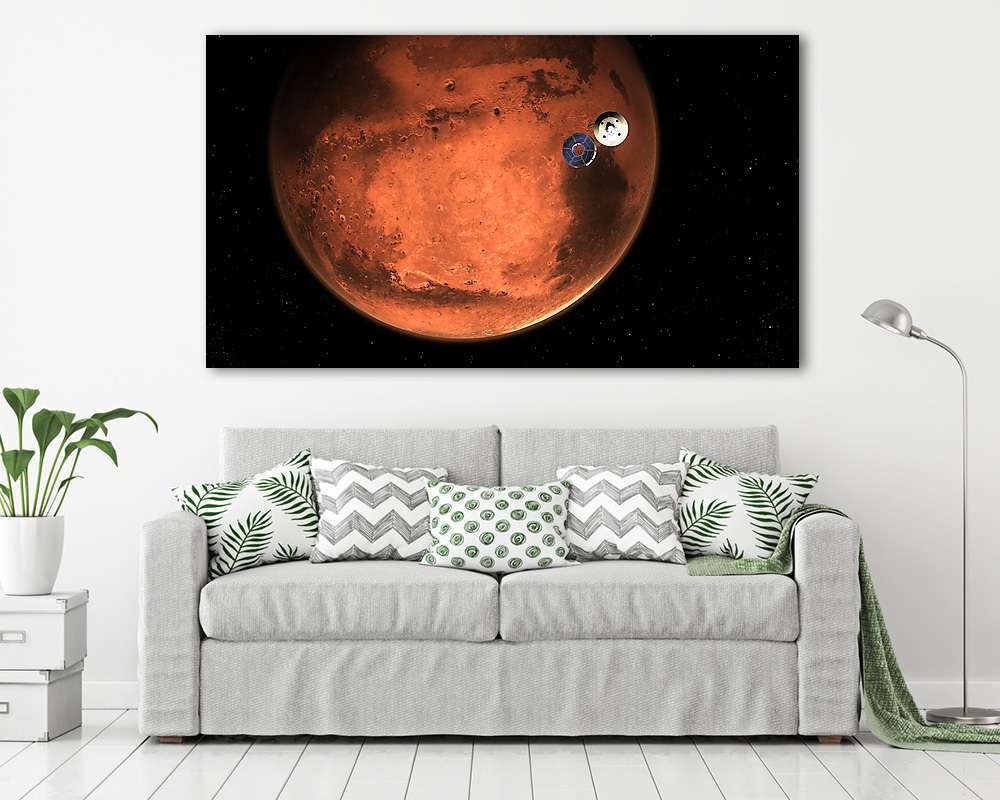 Perseverance Rover szétválása a hordozótól a Mars fölöttt (illusztráció) (vászonkép) - vászonkép, falikép otthonra és irodába
