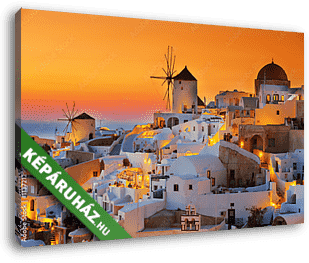 Oia naplemente narancs színekben, Santorini - vászonkép 3D látványterv