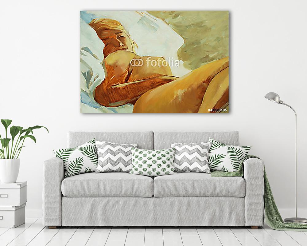 Alvó női akt (bögre) - vászonkép, falikép otthonra és irodába