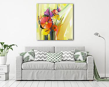 Absztrakt tavaszi virág (olajfestmény reprodukció) (vászonkép) - vászonkép, falikép otthonra és irodába