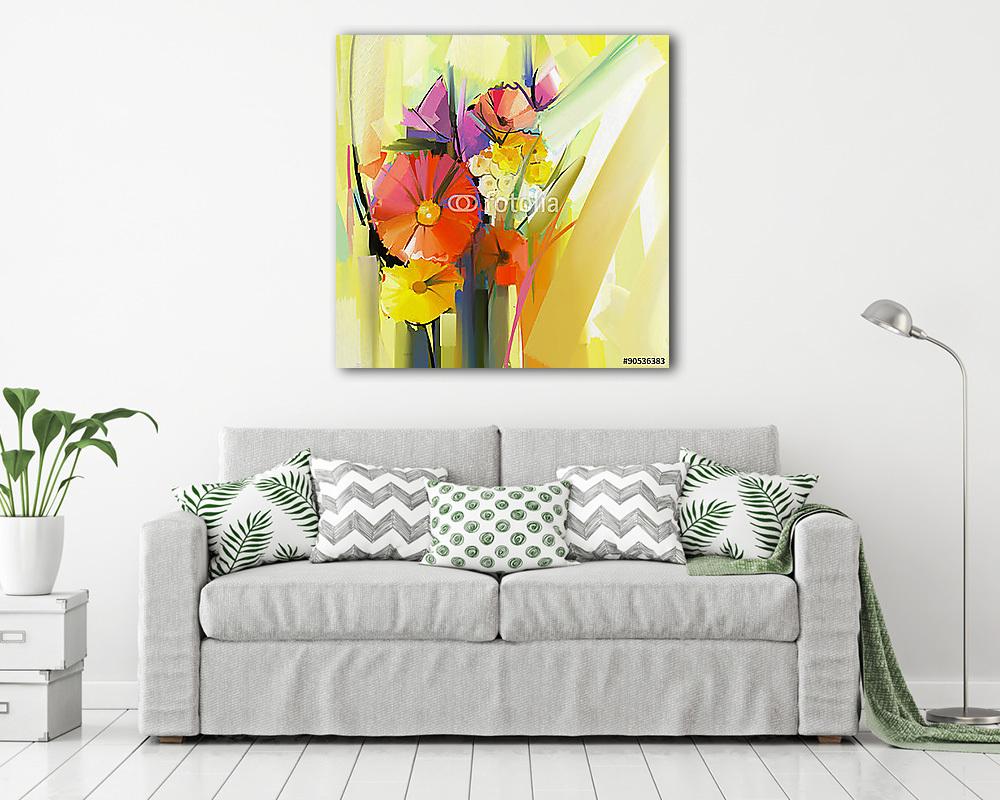 Absztrakt tavaszi virág (olajfestmény reprodukció) (poszter) - vászonkép, falikép otthonra és irodába
