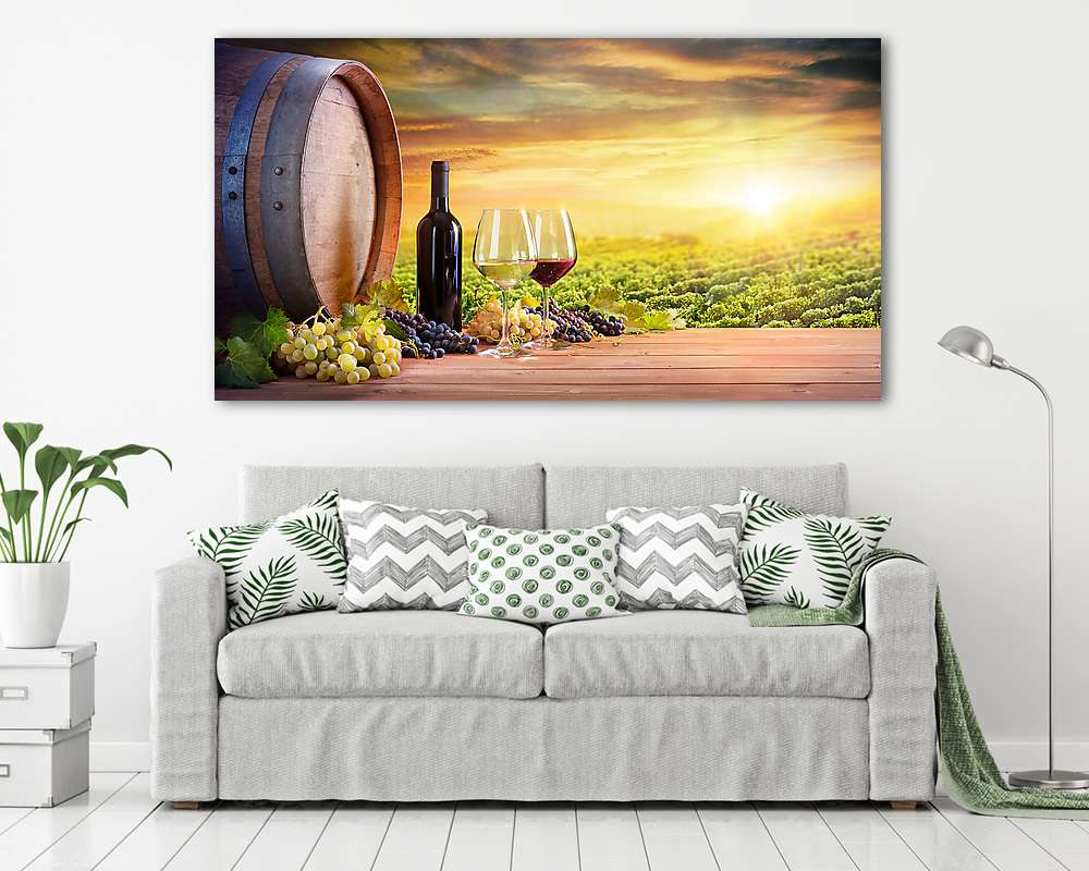 Boros csendélet naplementében (többrészes kép) - vászonkép, falikép otthonra és irodába