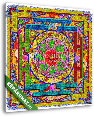 Isolated floral Buddha's square mandala - vászonkép 3D látványterv