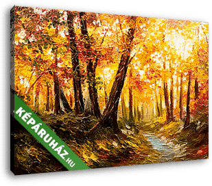 Őszi erdő festmény - vászonkép 3D látványterv