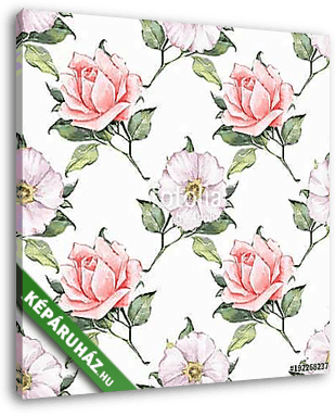 Floral seamless pattern. Watercolor background with beautiful ro - vászonkép 3D látványterv