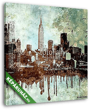 Grunge textured New York city skyline with dripping and copy space. - vászonkép 3D látványterv
