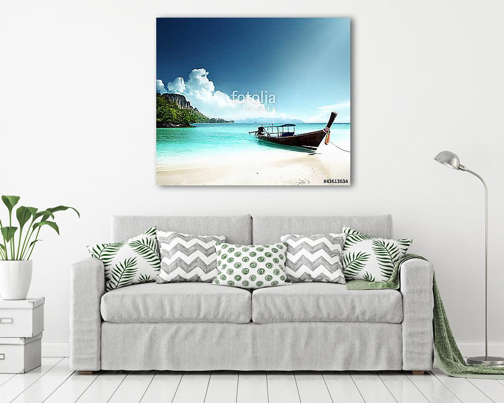 long boat and poda island in Thailand (többrészes kép) - vászonkép, falikép otthonra és irodába