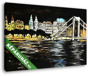 Budapest éjjel festmény - vászonkép 3D látványterv
