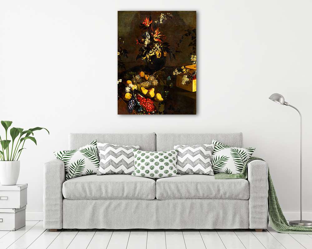 Csendélet virágcsokorral és gyümölcsökkel (fotótapéta) - vászonkép, falikép otthonra és irodába