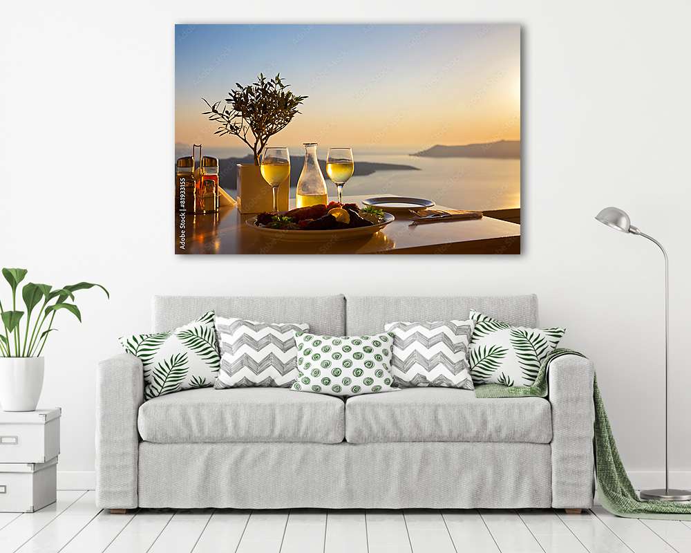 Romantikus vacsora Santorinin (vászonkép) - vászonkép, falikép otthonra és irodába