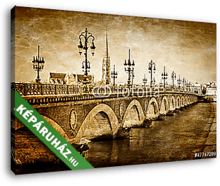 Bordeaux folyó híd St Michel katedrálisával - vászonkép 3D látványterv