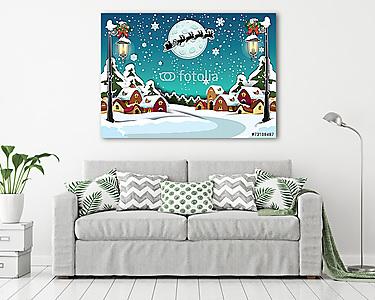 Vidéki vidéki karácsonyi függőleges (vászonkép) - vászonkép, falikép otthonra és irodába