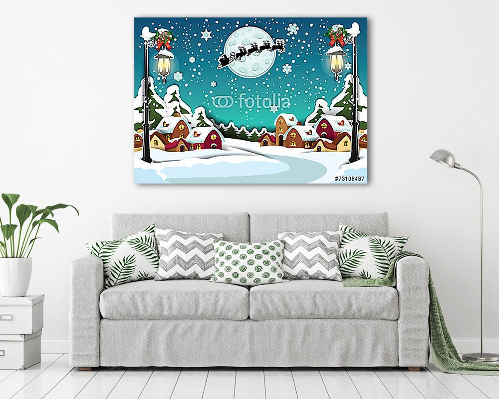 Vidéki vidéki karácsonyi függőleges (fotótapéta) - vászonkép, falikép otthonra és irodába