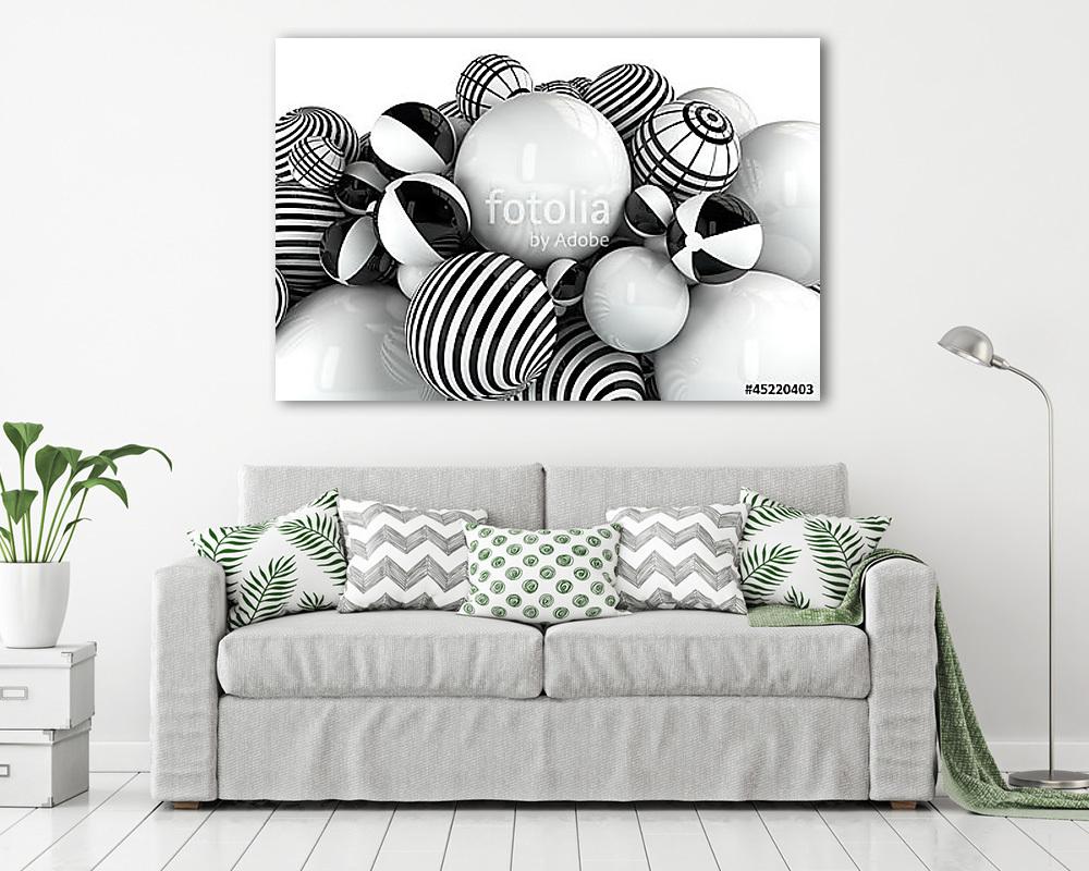 csendélet fekete-fehér golyókkal - vászonkép, falikép vásárlás csendélet fekete-fehér golyókkal (keretezett kép) - vászonkép, falikép otthonra és irodába