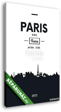 Poszter város skyline Párizs, lapos stílusú vektoros illusztráci - vászonkép 3D látványterv