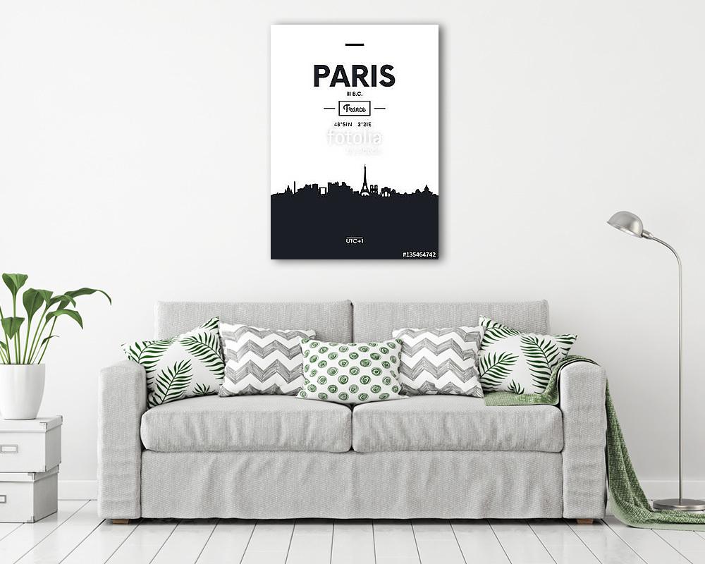 Poszter város skyline Párizs, lapos stílusú vektoros illusztráci (többrészes kép) - vászonkép, falikép otthonra és irodába