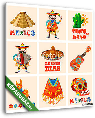 Vector színes kártya Mexikóról. Utazás plakát mexikói it - vászonkép 3D látványterv