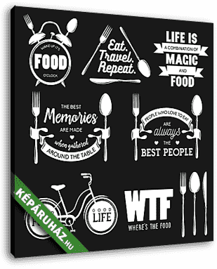 Set of vintage food related typographic quotes. Vector illustrat - vászonkép 3D látványterv