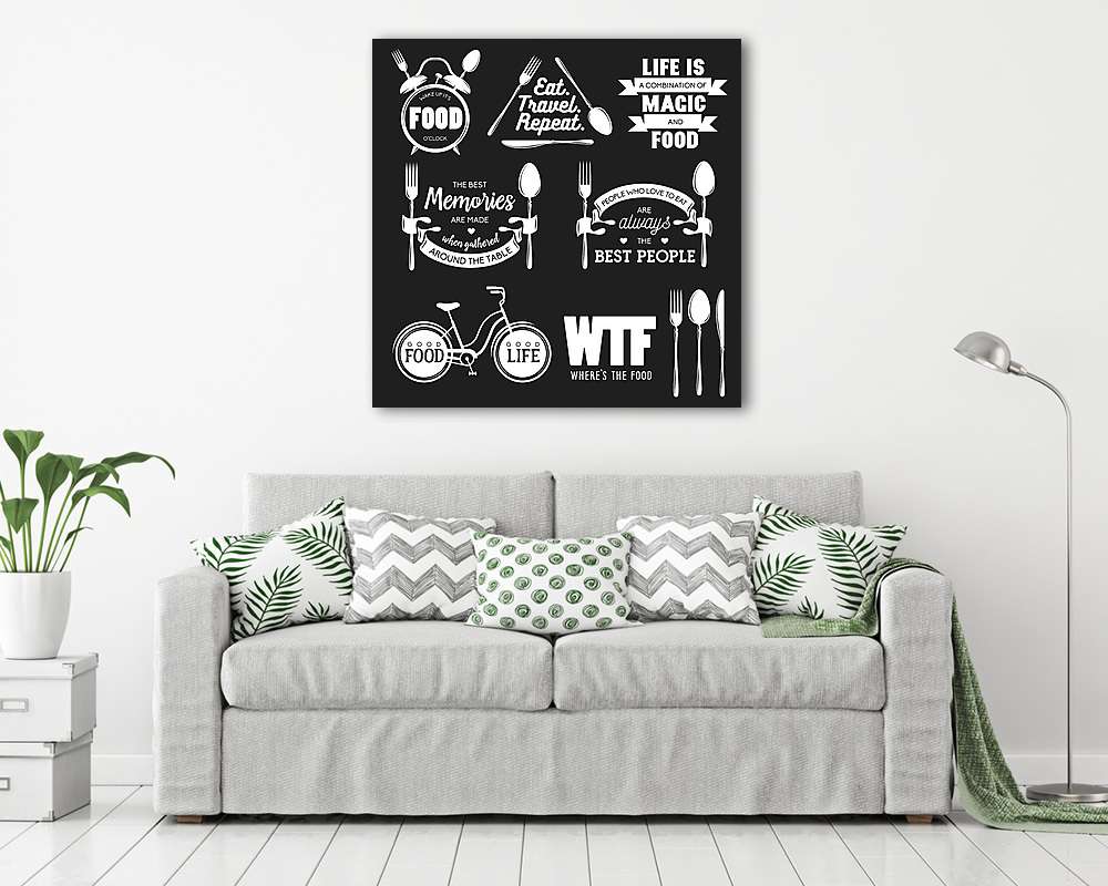 Set of vintage food related typographic quotes. Vector illustrat - vászonkép, falikép vásárlás Set of vintage food related typographic quotes. Vector illustrat (vászonkép) - vászonkép, falikép otthonra és irodába