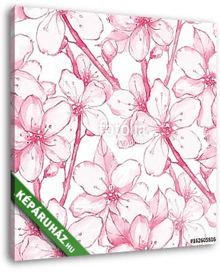Japanese garden 20. Seamless floral pattern. Watercolor painting - vászonkép 3D látványterv