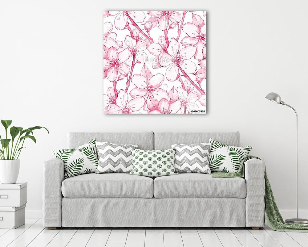 Japanese garden 20. Seamless floral pattern. Watercolor painting (többrészes kép)