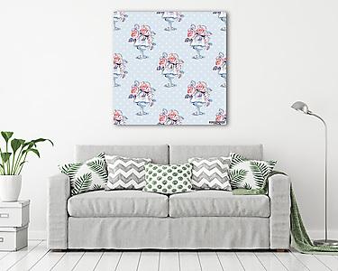 Floral seamless pattern. Watercolor background with roses 7 (vászonkép) - vászonkép, falikép otthonra és irodába