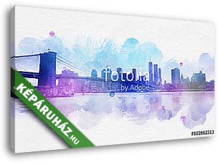Blank New York City watercolor postcard - vászonkép 3D látványterv