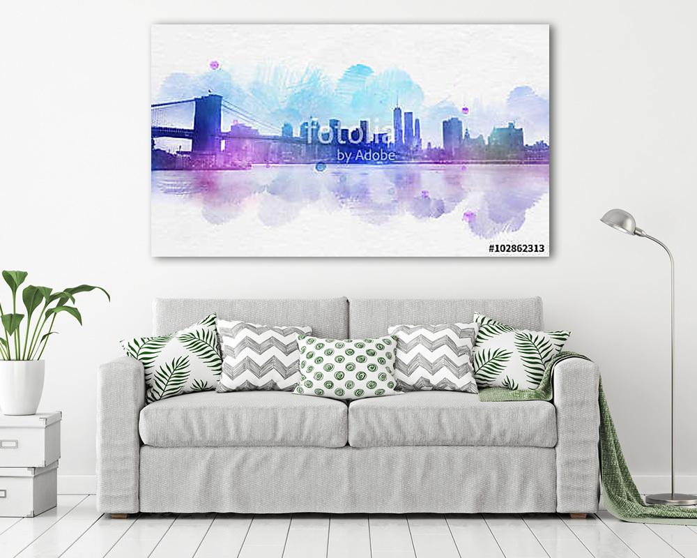 Blank New York City watercolor postcard (bögre) - vászonkép, falikép otthonra és irodába