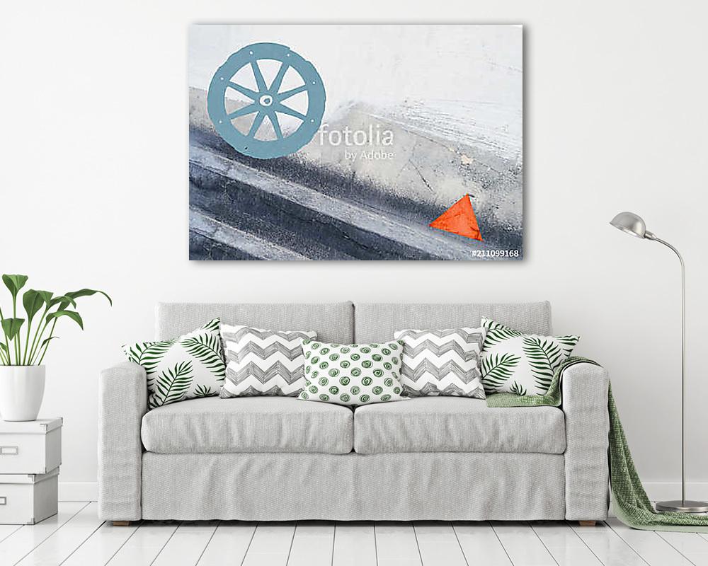 Absztrakt kerék motívumos kép háromszöggel (fotótapéta) - vászonkép, falikép otthonra és irodába