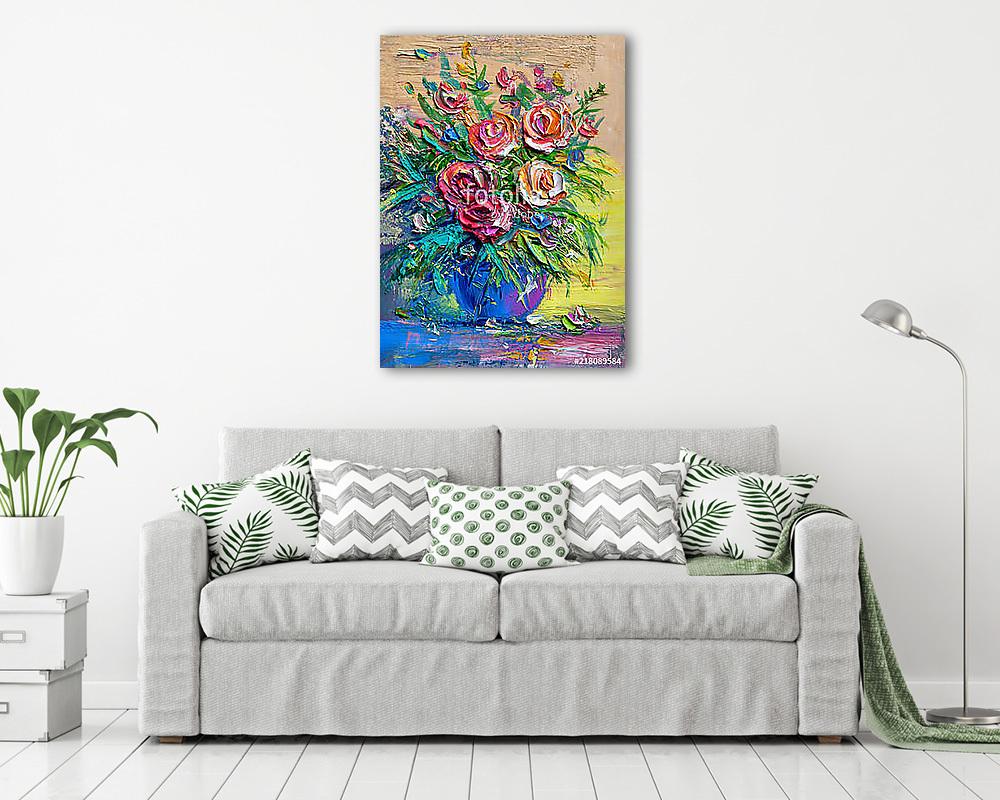 Absztrakt rózsák csokorban (olajfestmény reprodukció) - vászonkép, falikép vásárlás Absztrakt rózsák csokorban (olajfestmény reprodukció) (vászonkép) - vászonkép, falikép otthonra és irodába