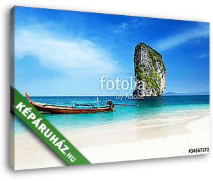 long boat and poda island in Thailand - vászonkép 3D látványterv