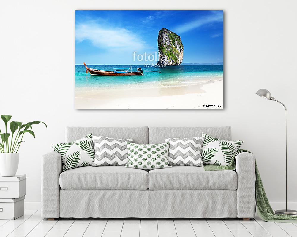 long boat and poda island in Thailand - vászonkép, falikép vásárlás long boat and poda island in Thailand (vászonkép) - vászonkép, falikép otthonra és irodába