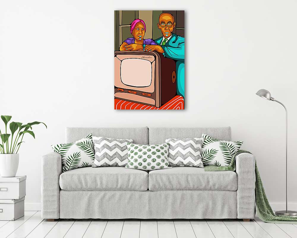 Az első televízió a faluban - vászonkép, falikép vásárlás Az első televízió a faluban (vászonkép) - vászonkép, falikép otthonra és irodába