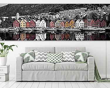 Bryggen, Norvégia (színezett) (vászonkép) - vászonkép, falikép otthonra és irodába