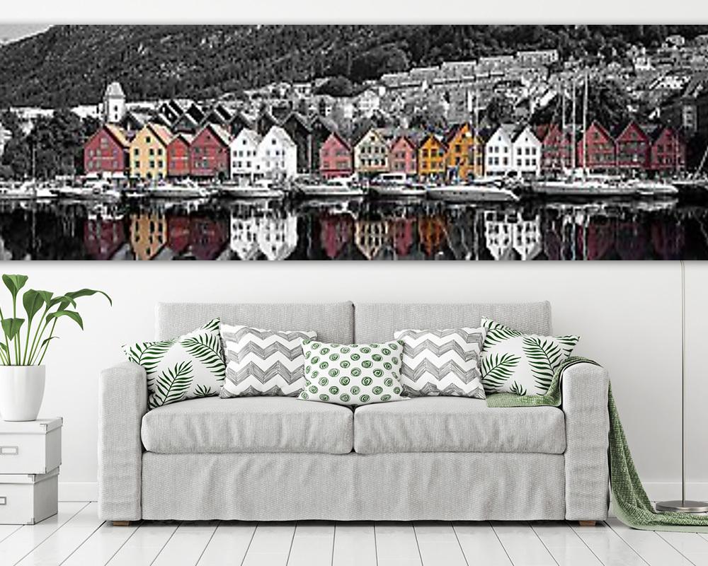 Bryggen, Norvégia (színezett) (poszter) - vászonkép, falikép otthonra és irodába