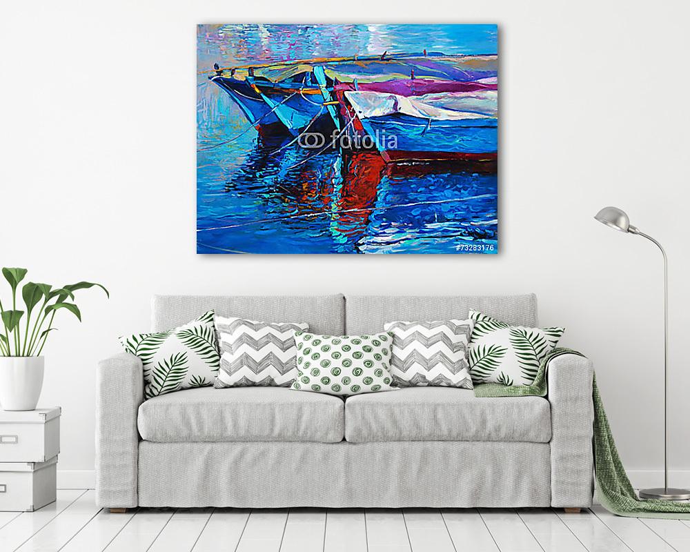 Csónakok a kikötőben (vászonkép) - vászonkép, falikép otthonra és irodába