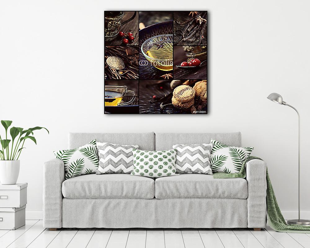 Téli tea kollázs (vászonkép) - vászonkép, falikép otthonra és irodába
