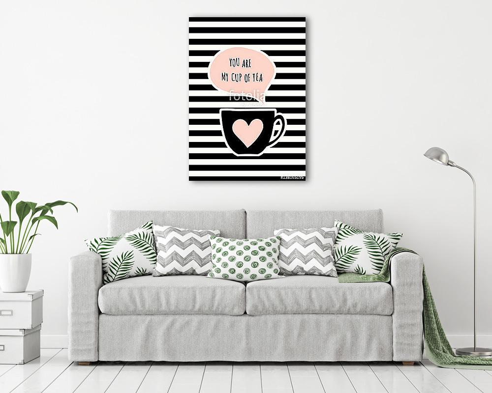 Cute Cup Poster Design (keretezett kép) - vászonkép, falikép otthonra és irodába