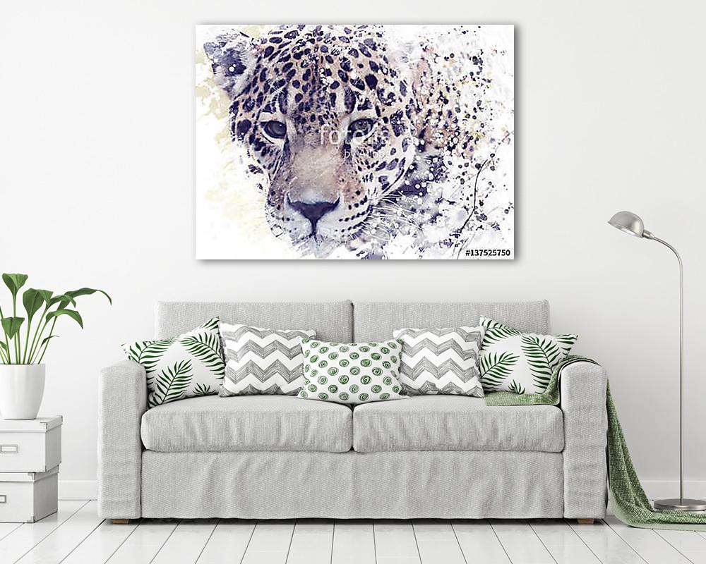 Leopard Portrait Watercolor - vászonkép, falikép vásárlás Leopard Portrait Watercolor (vászonkép) - vászonkép, falikép otthonra és irodába