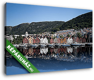 Bryggen kikötője, Norvégia - vászonkép 3D látványterv