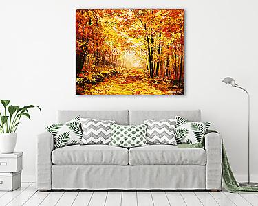 Sűrű őszi erdő (olajfestmény reprodukció) (vászonkép) - vászonkép, falikép otthonra és irodába