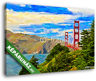 San Francisco Golden Gate híd festészet - vászonkép 3D látványterv