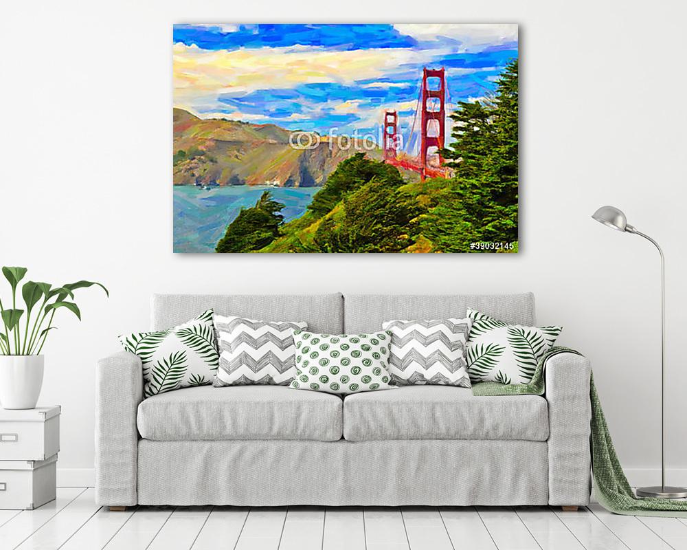 San Francisco Golden Gate híd festészet (vászonkép) - vászonkép, falikép otthonra és irodába